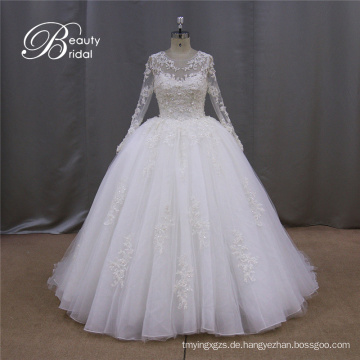 Crystal Braut Ball Kleider lange Ärmel Pailletten Hochzeit Kleid